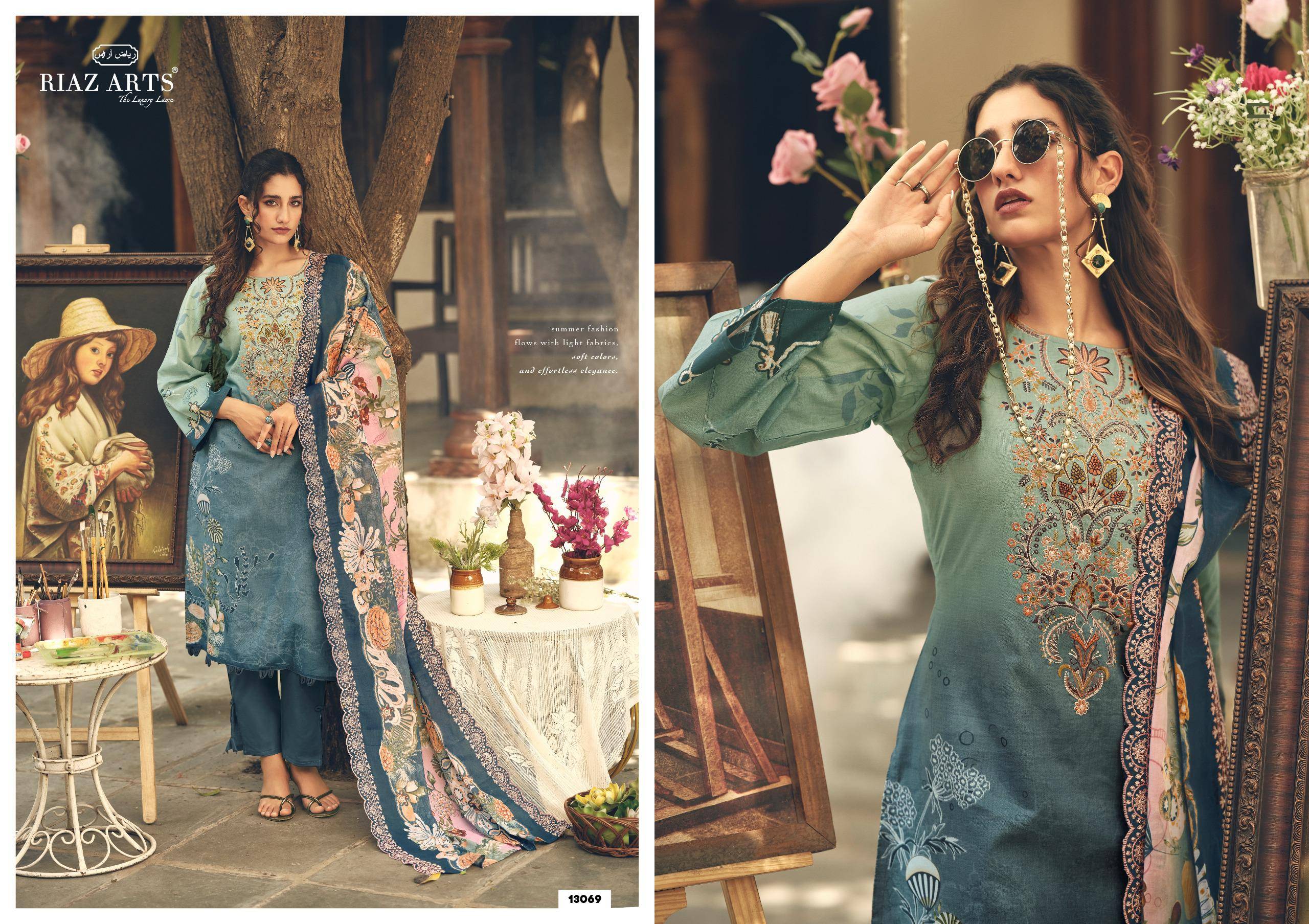 ABU SAEED by RIAZ ARTS PRINTS 13063 TO 13068 SERIES Pakistani Stylish Embroidered LAWN COTTON COLLECTION At Wholesale Price